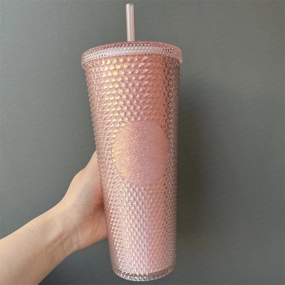 NEW STARBUCKS 24OZ VENTI STUDDED TUMBLER - PINK / GOLD GLITTER (CHINA RELEASE)